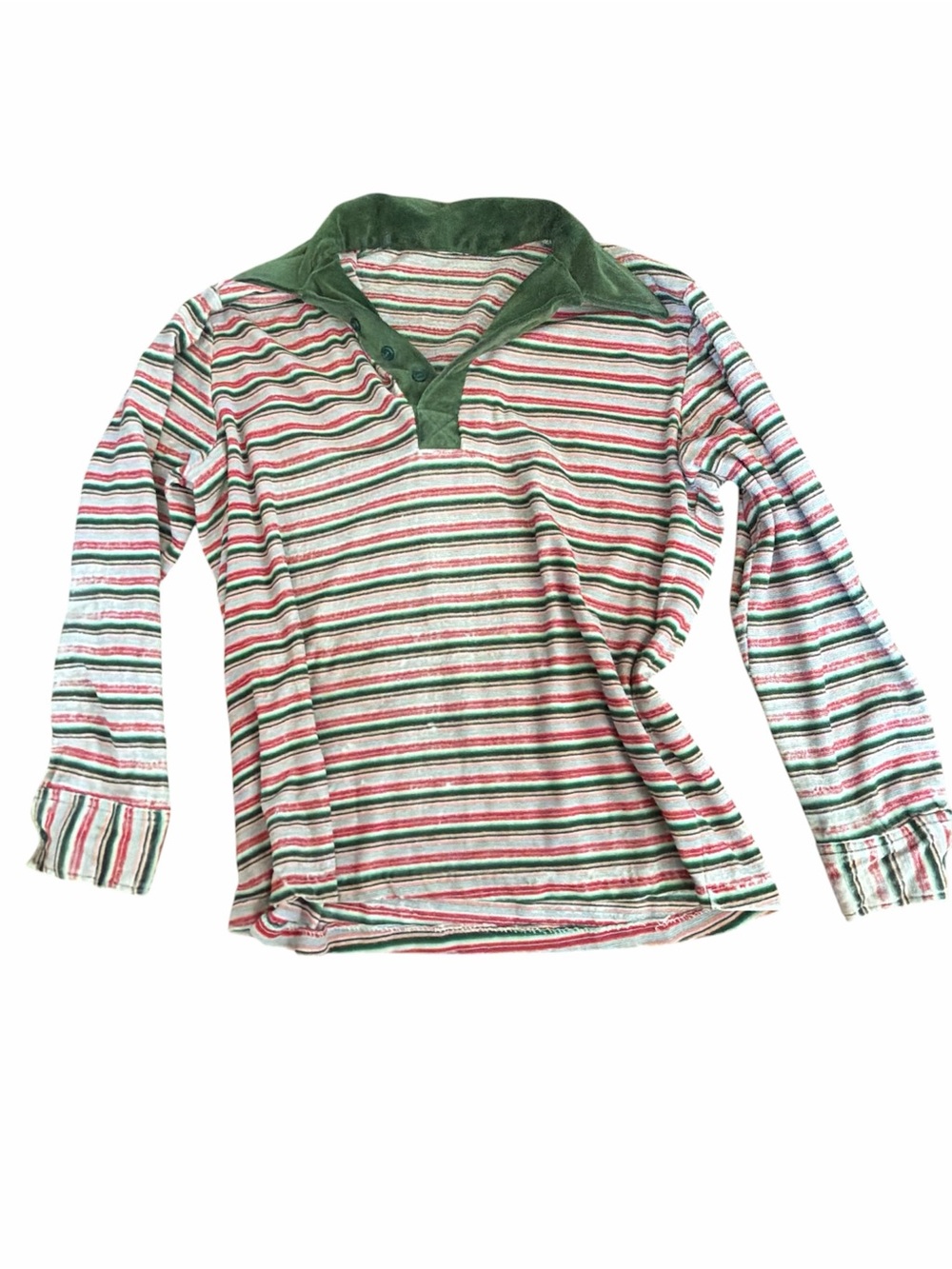 Velvety Fall Perfect Long-Sleeve Striped Polo Top M